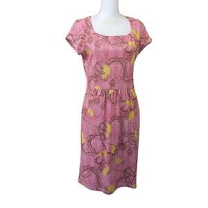 J. McLaughlin Emma dress, pink w/yellow shells, Catalina Cloth, medium, coastal